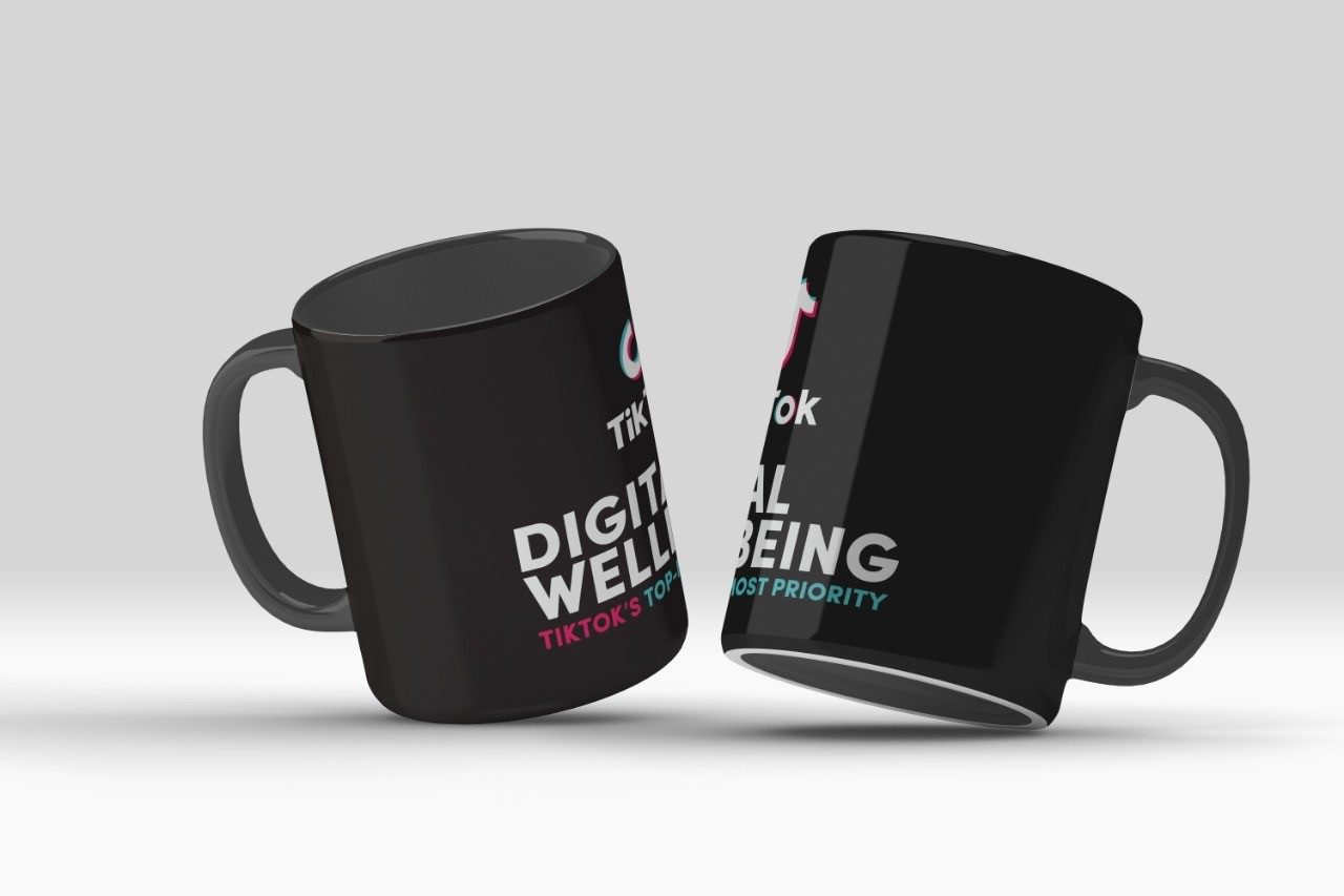 TikTok Digital Wellbeing branded mugs